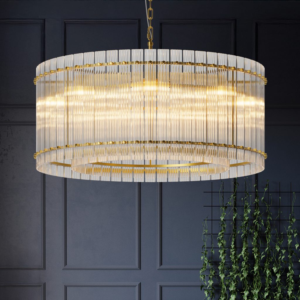 Luxury linear crystal pendant light for dining room