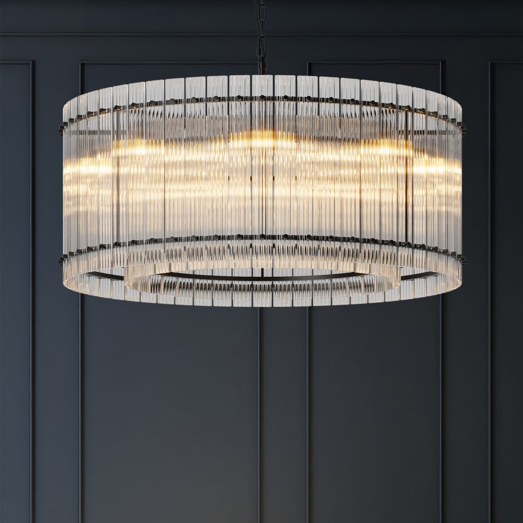 Luxury gold crystal drum pendant chandelier