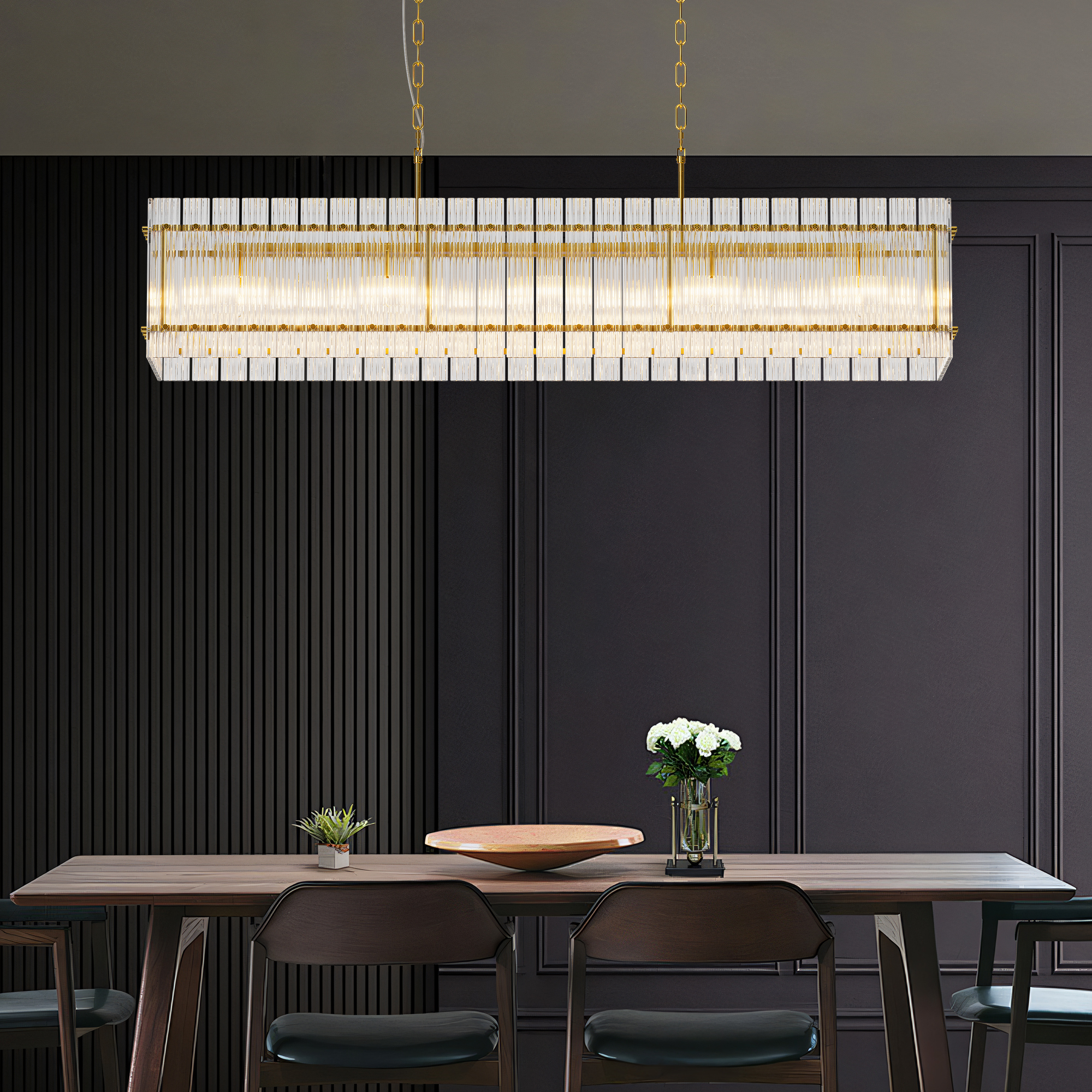 Luxury Modern Gold Linear Crystal Pendant Light for Kitchen Island - Image 2
