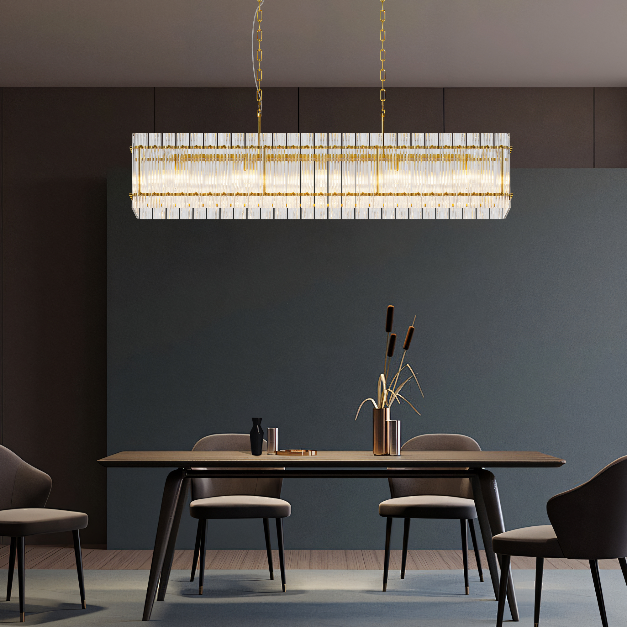 Luxury Modern Gold Linear Crystal Pendant Light for Kitchen Island - Image 3
