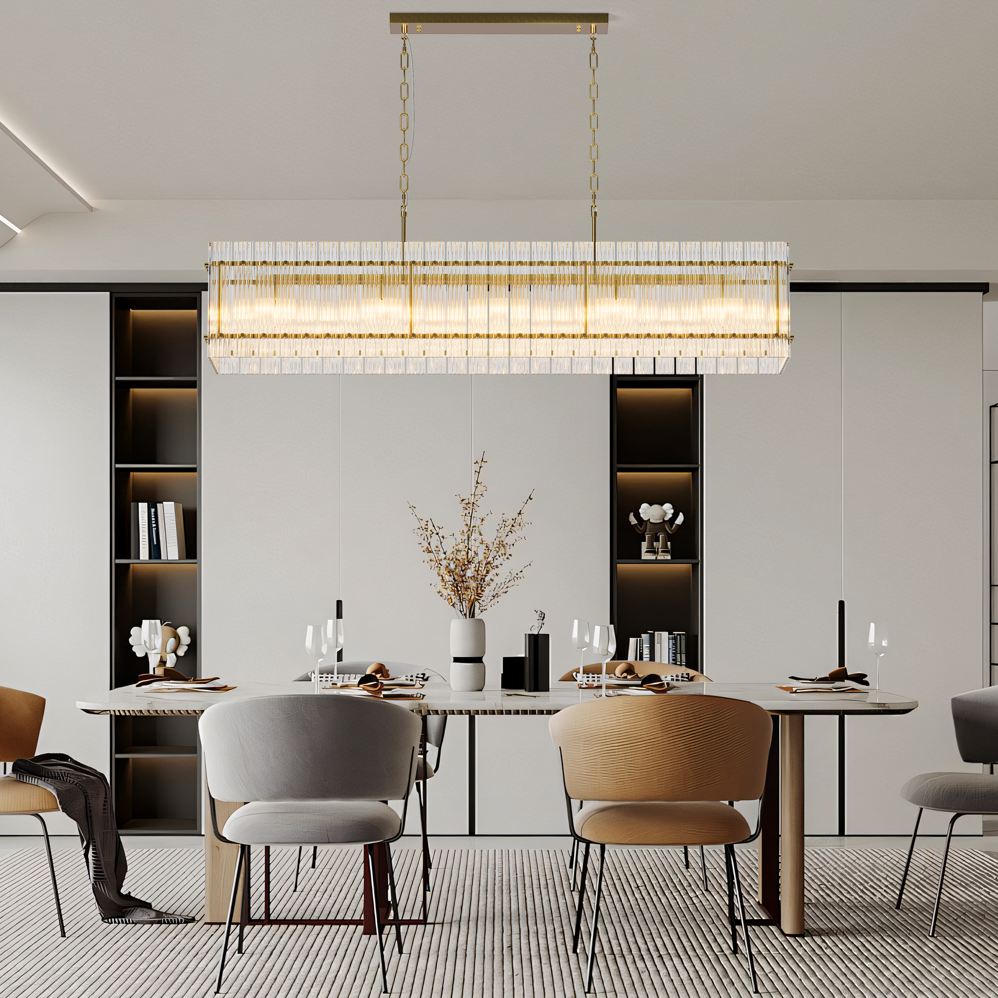 Luxury Modern Gold Linear Crystal Pendant Light for Kitchen Island - Image 4