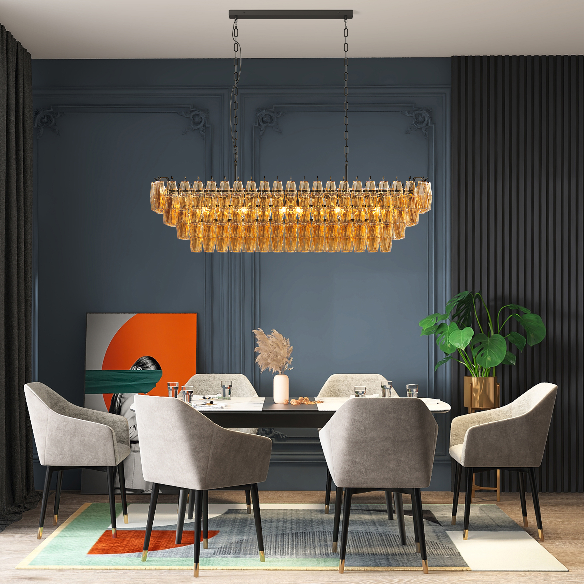 Modern Luxury Gold Linear Crystal Pendant Light for Dining Room & Kitchen Island - Image 4