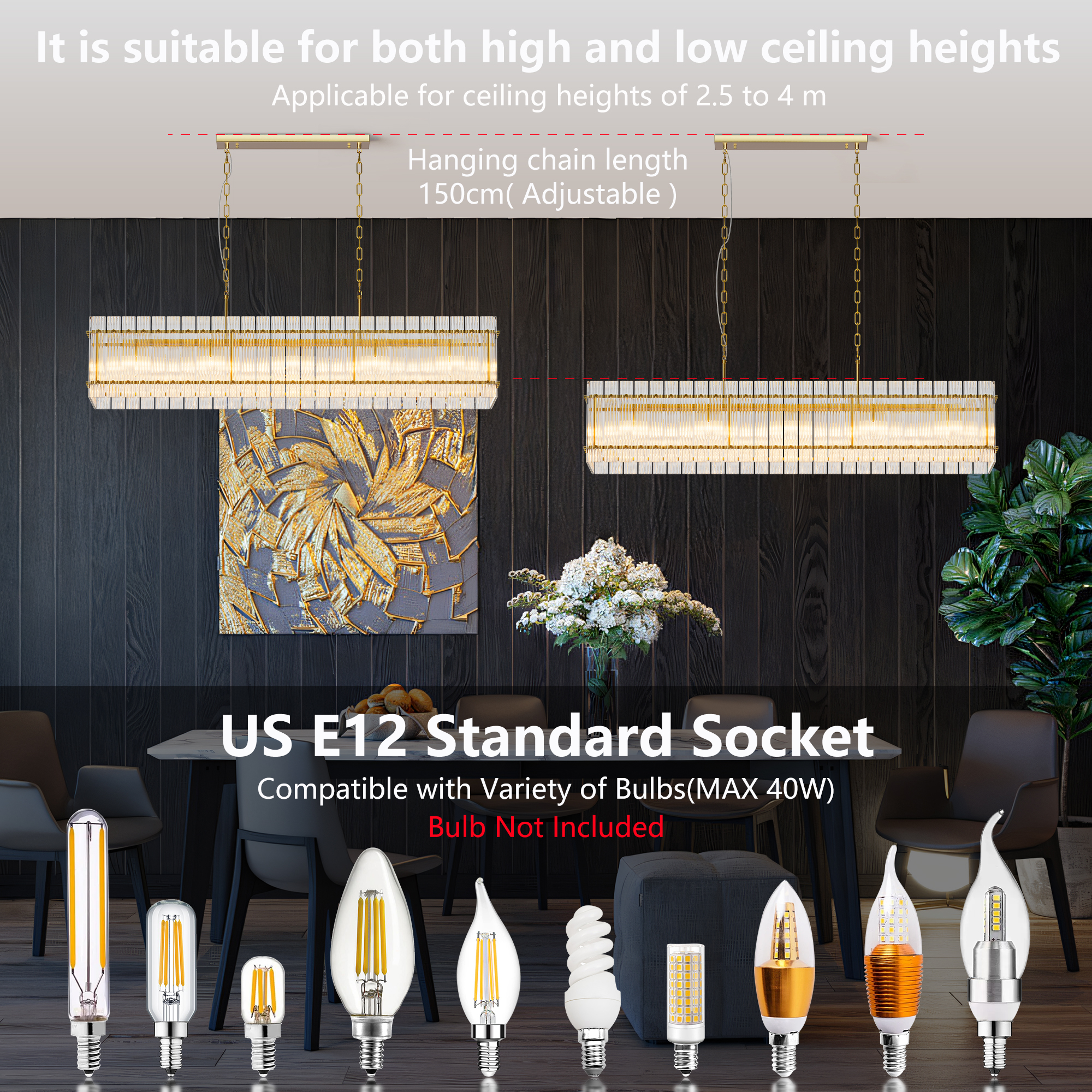 Luxury Modern Gold Linear Crystal Pendant Light for Kitchen Island - Image 6