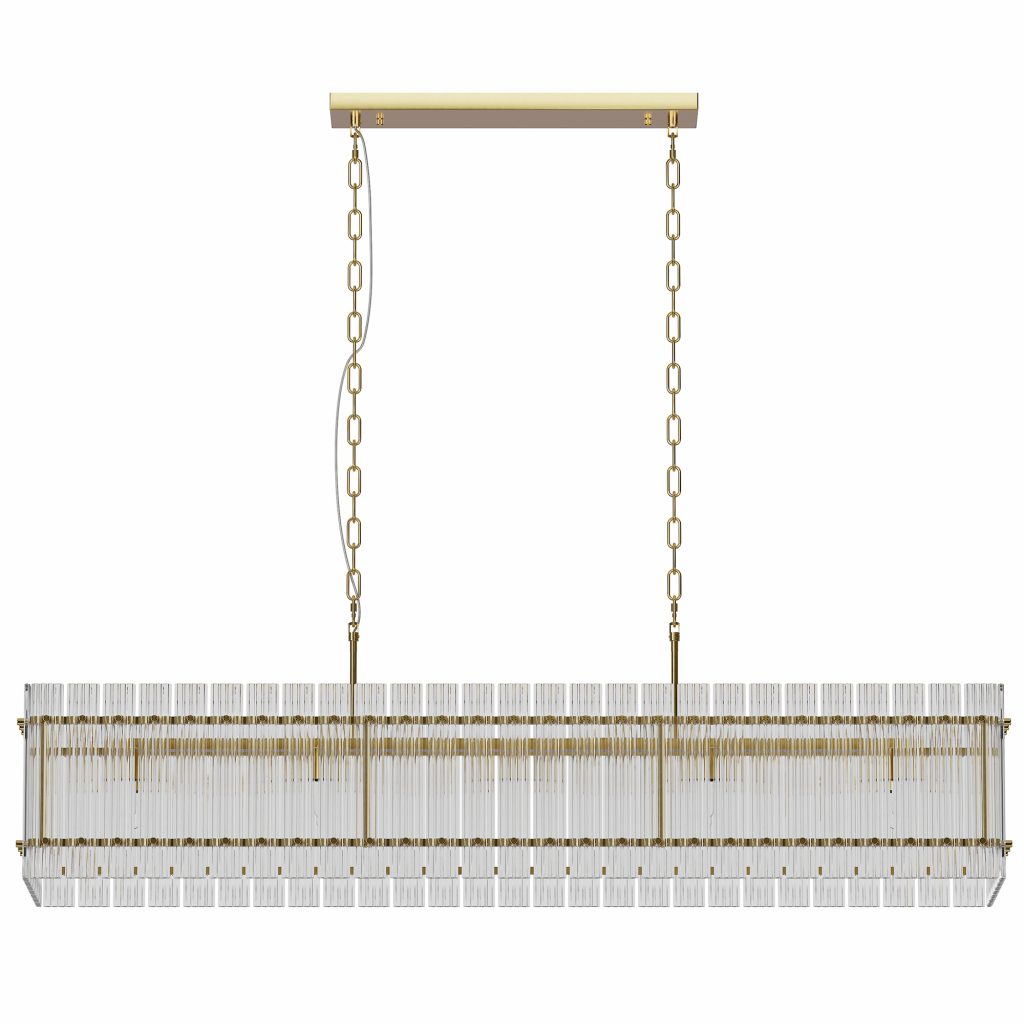 Luxury gold linear crystal pendant light for kitchen island
