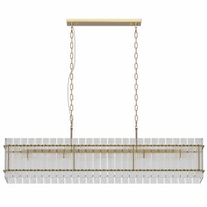 Luxury gold linear crystal pendant light for kitchen island