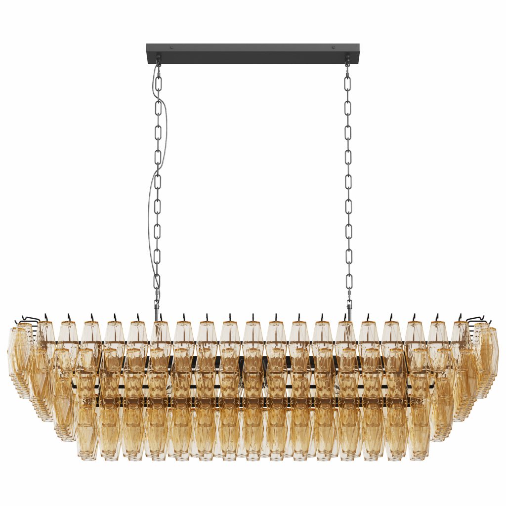 Modern luxury gold linear crystal pendant light for dining room
