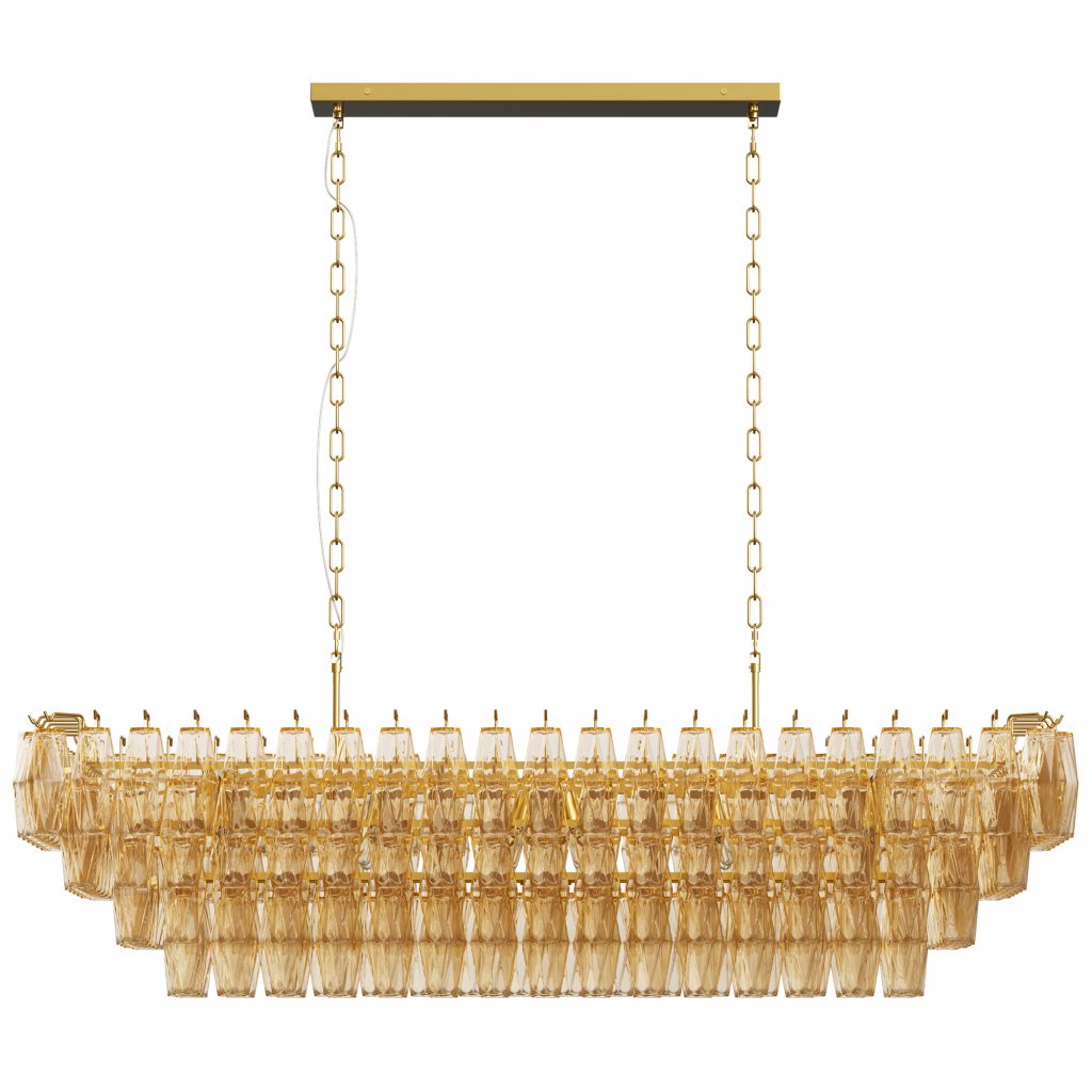 Luxury gold linear crystal chandelier for modern dining room