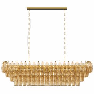Luxury gold linear crystal chandelier for modern dining room