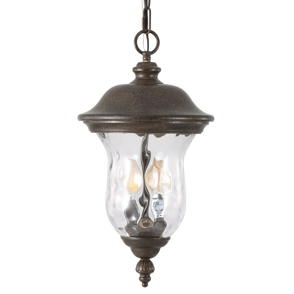 Vintage Black Outdoor Wall Lantern with water ripple glass