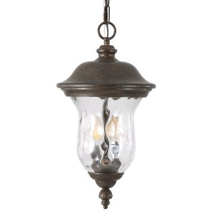 Vintage Black Outdoor Wall Lantern with water ripple glass