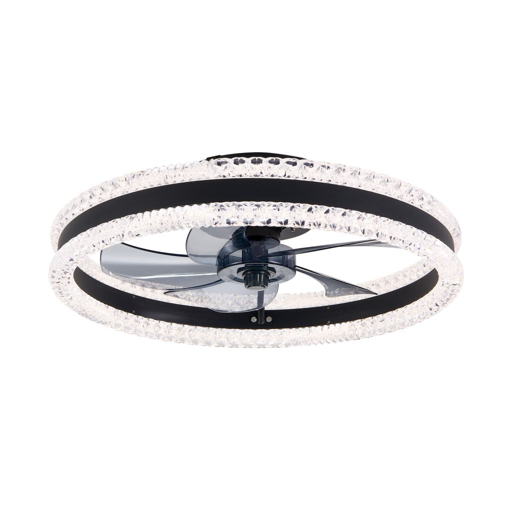 Modern 21 Inch White Crystal LED Ceiling Fan Light with Remote Control