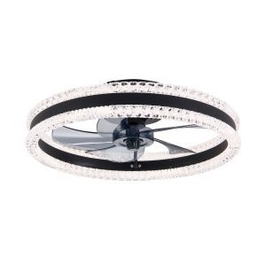 Modern 21 Inch White Crystal LED Ceiling Fan Light with Remote Control