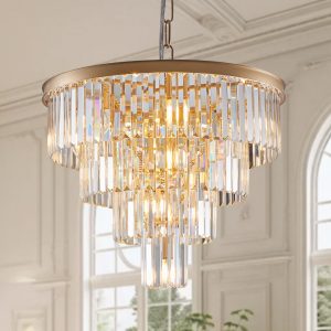 Modern Round Tiered Crystal Chandelier for Living Room