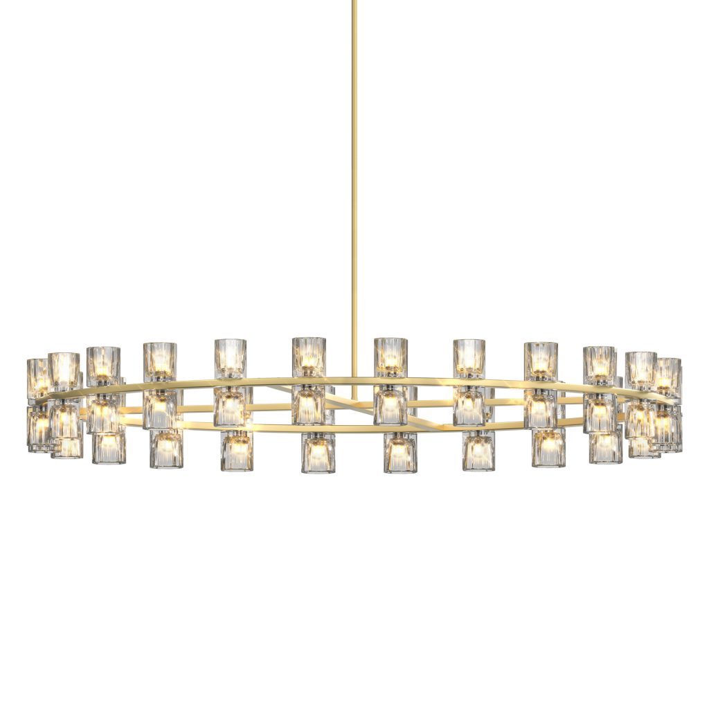 Modern Gold 48-Light Crystal Ring Chandelier