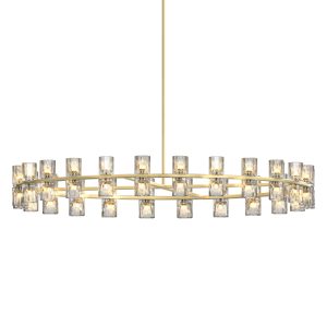 Modern Gold 48-Light Crystal Ring Chandelier