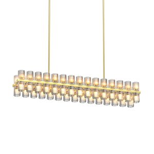 Modern Gold Linear Crystal Chandelier for Dining Room