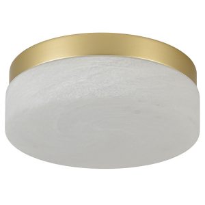 Modern brass gold flush mount ceiling light with frosted glass shade