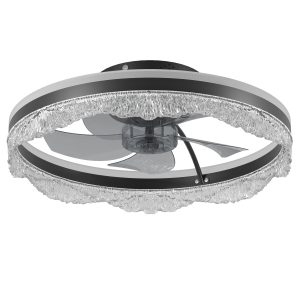 Modern 21" Black Crystal LED Ceiling Fan Light with Remote Control