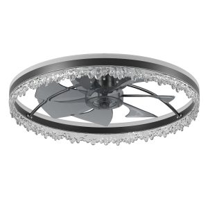 Modern Black Crystal LED Ceiling Fan Light with Remote Control