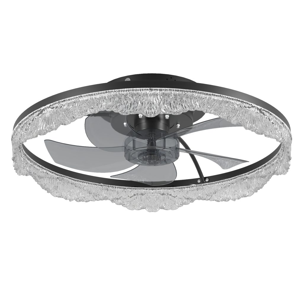 Modern 21" Black Crystal LED Ceiling Fan Light with Remote Control