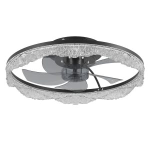 Modern 21" Black Crystal LED Ceiling Fan Light with Remote Control