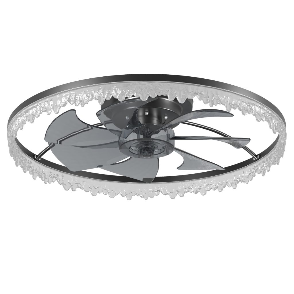 Modern 21 Inch Black Crystal LED Ceiling Fan Light with Remote Control