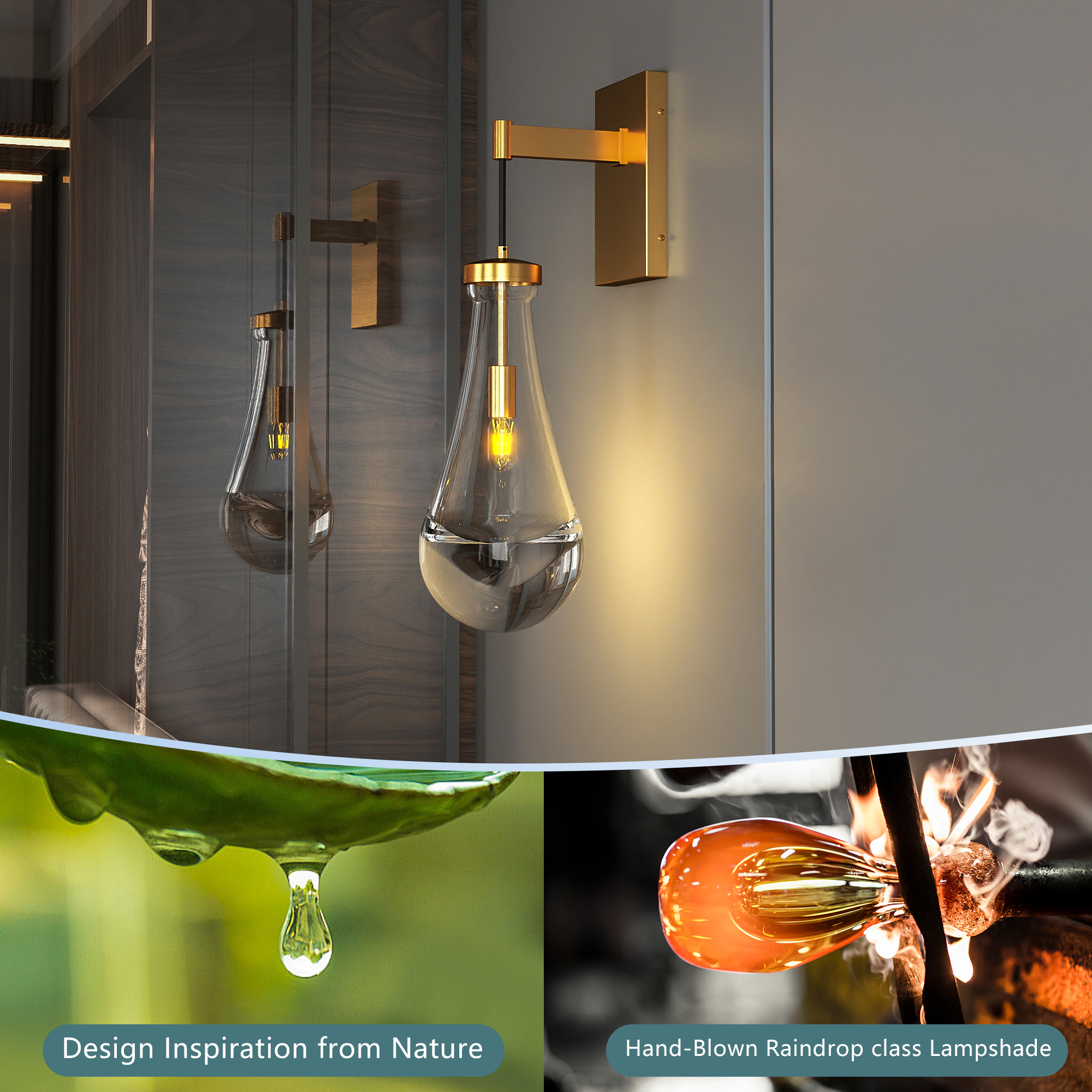 Modern Gold Double Glass Wall Light Bedroom Bathroom Wall Sconce E27 - Image 3