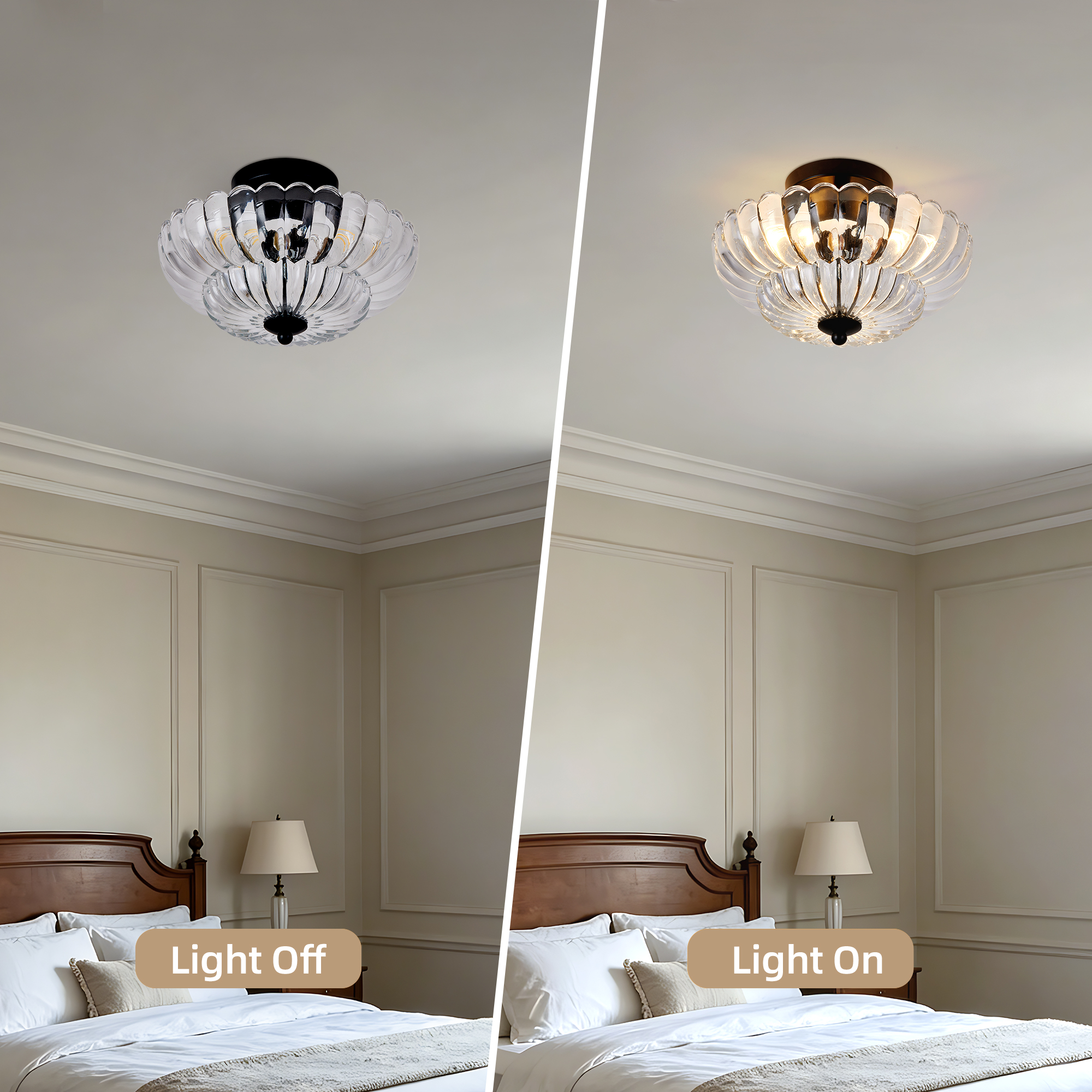 Vintage Clear Glass Flush Mount Ceiling Light with Gold Finish 30cm - Image 3