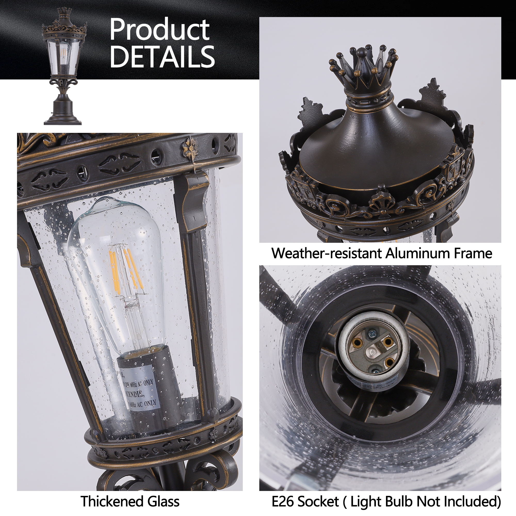 Victorian Crown Outdoor Post Light - Image 6