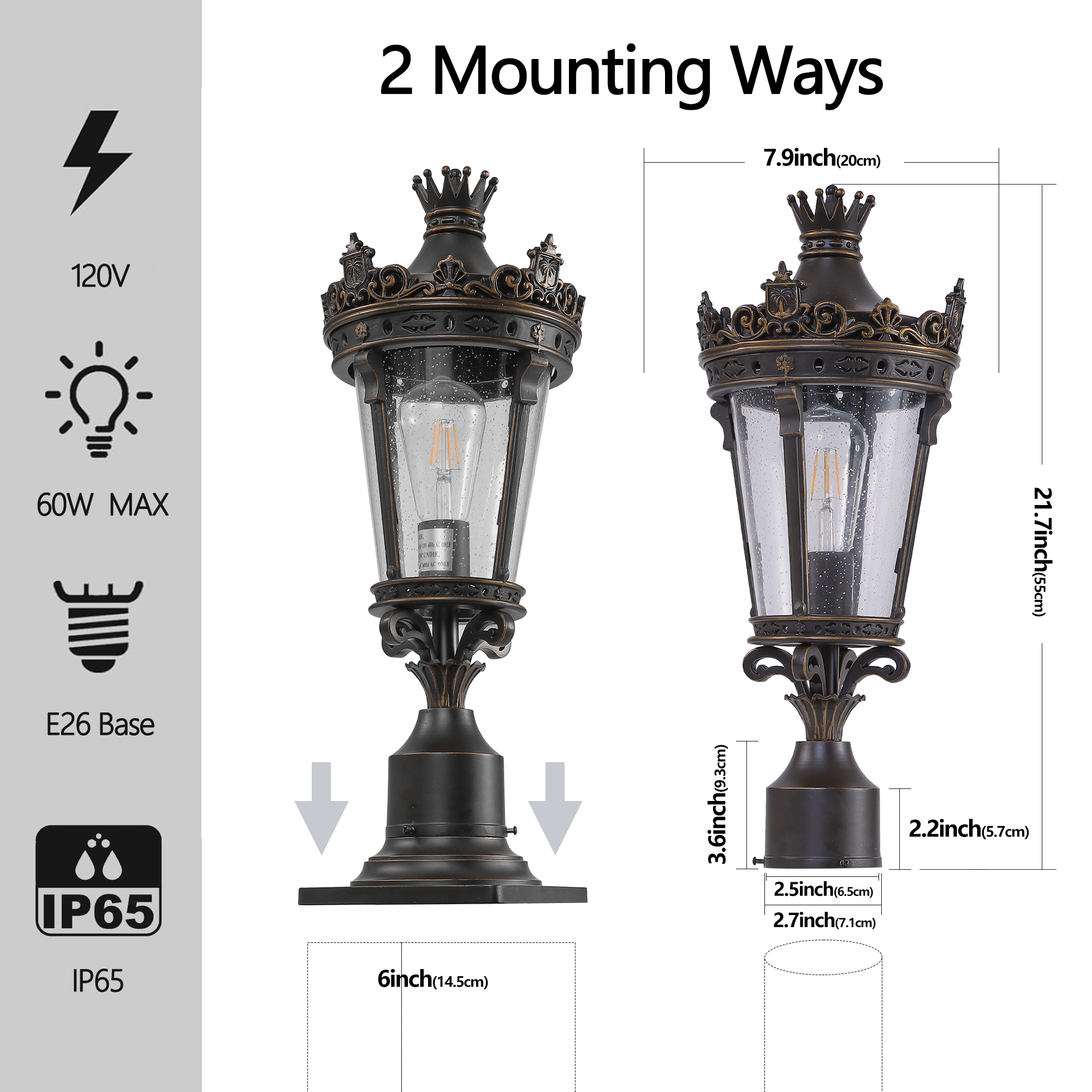 Victorian Crown Outdoor Post Light - Image 7