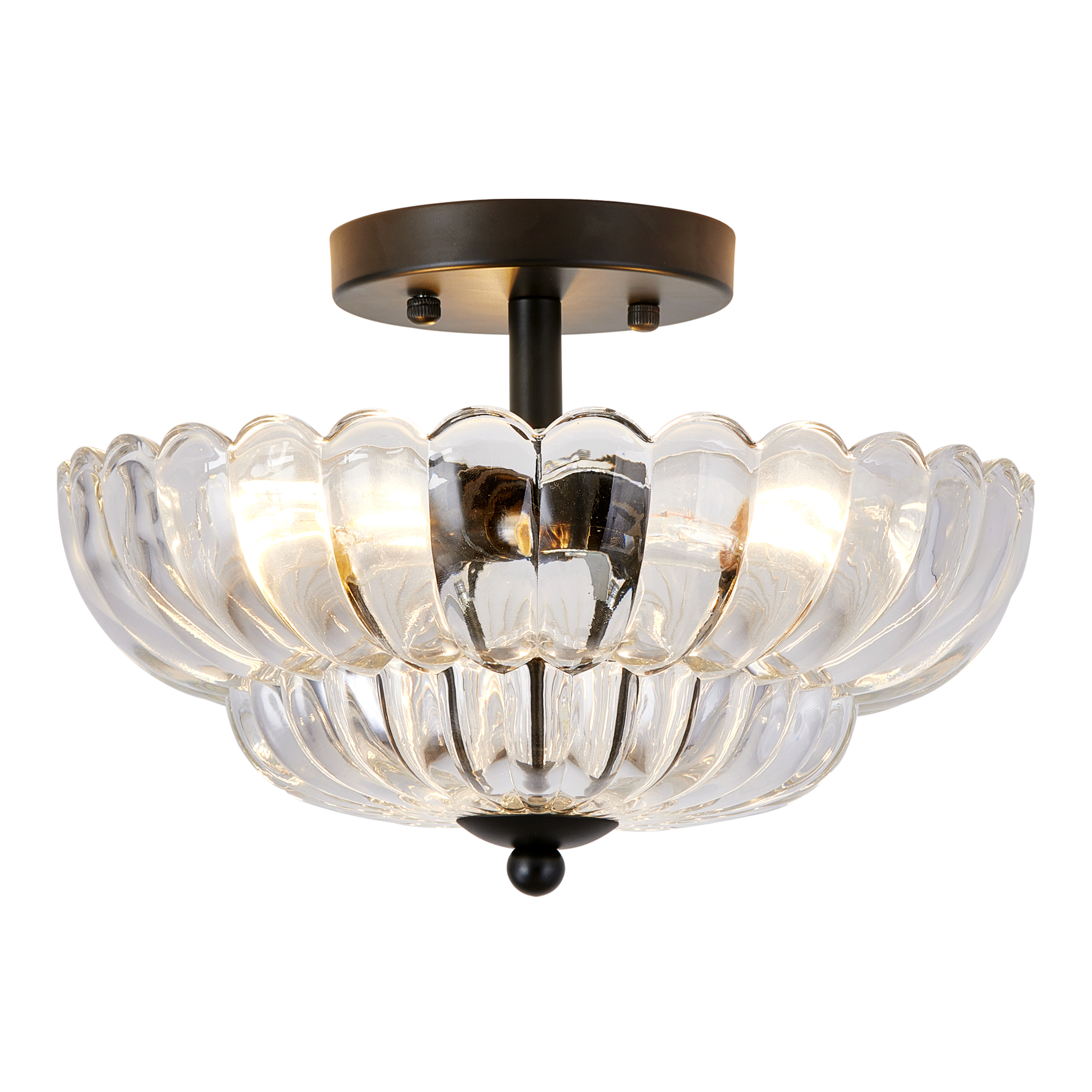 Vintage clear glass flush mount ceiling light with gold finish