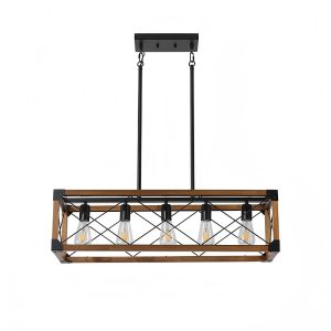 Industrial farmhouse black rectangular cage chandelier