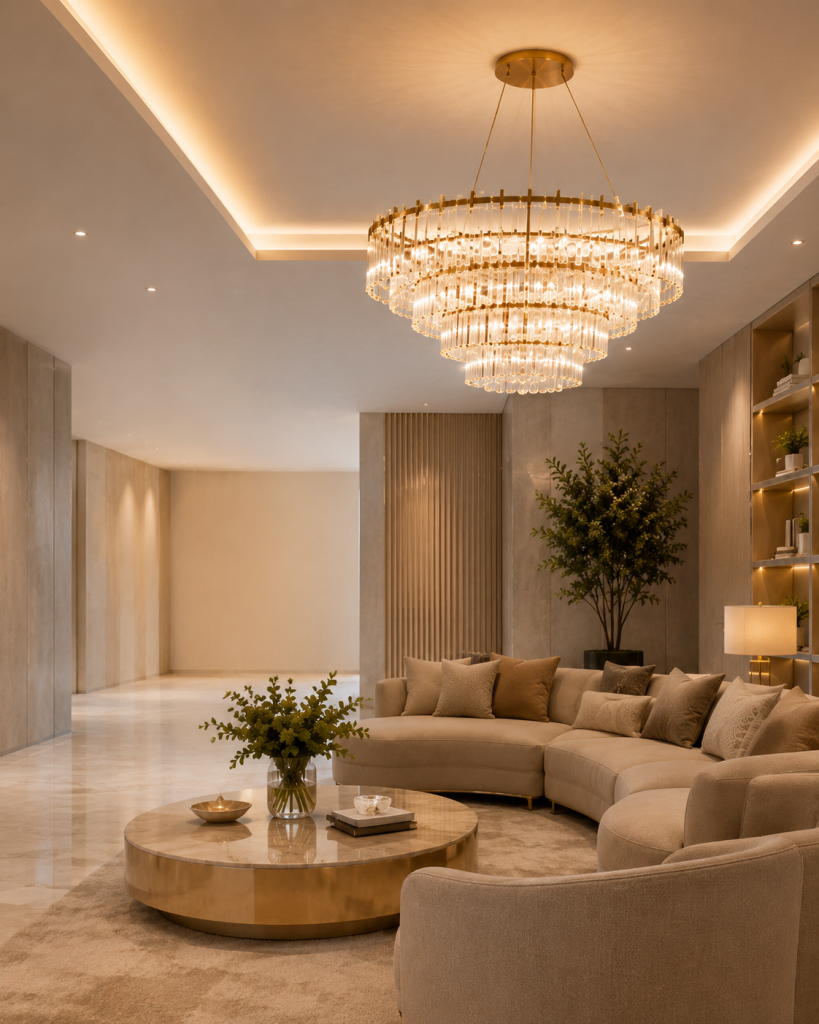 Elegant crystal chandelier for modern living room