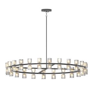 Modern Black 48-Light Crystal Ring Chandelier