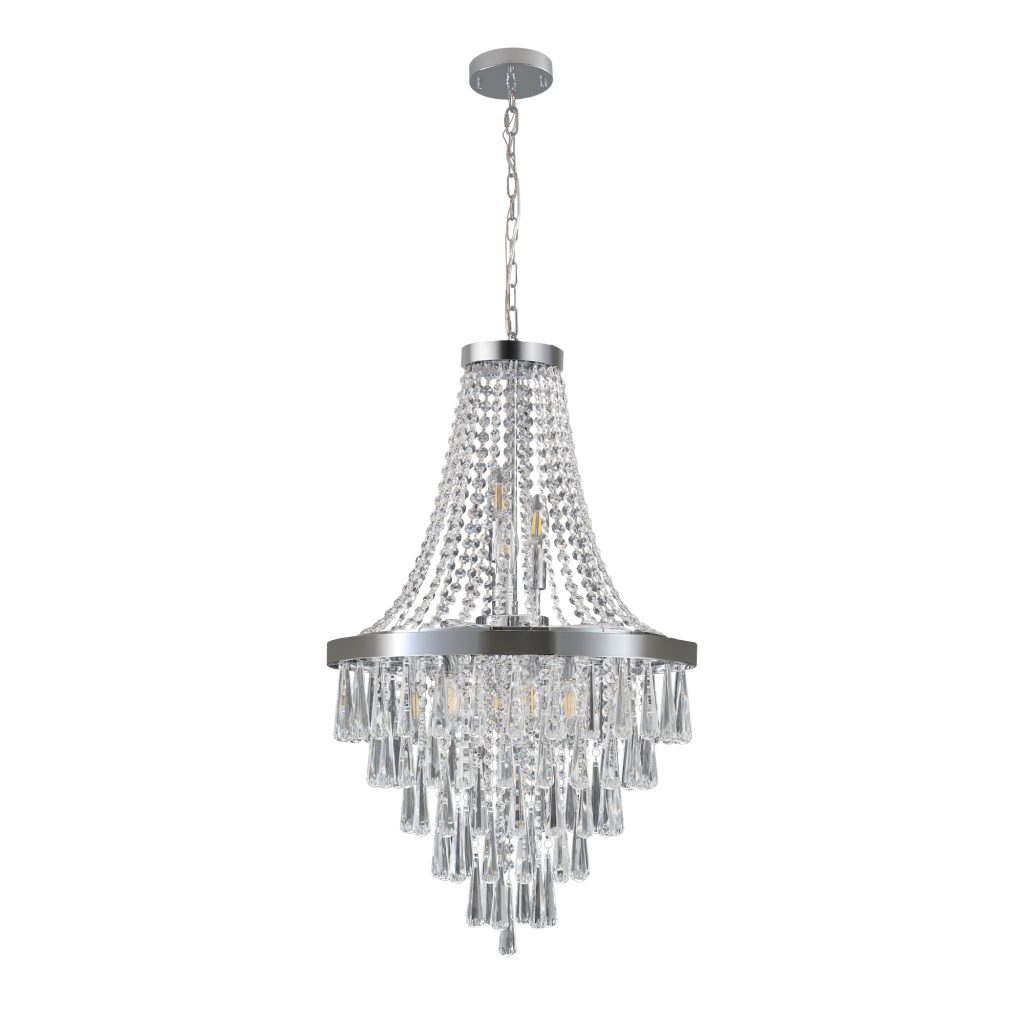 Modern Chrome Crystal Chandelier for Living Room