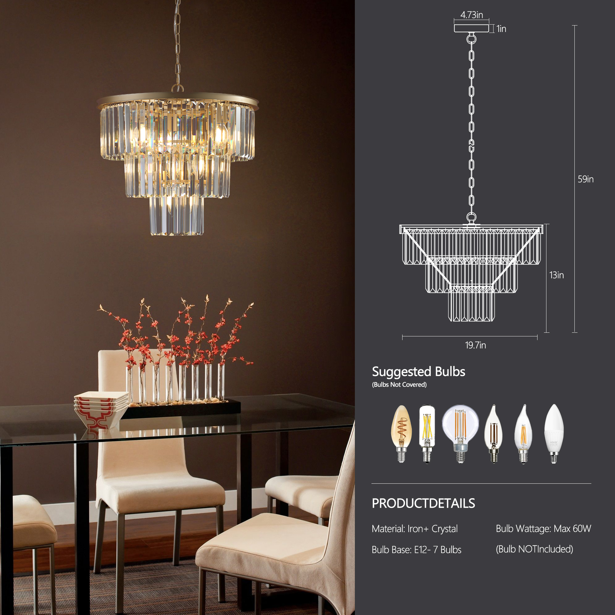 Modern Round Tiered Crystal Chandelier for Living Room Dining Room Hotel - Image 4