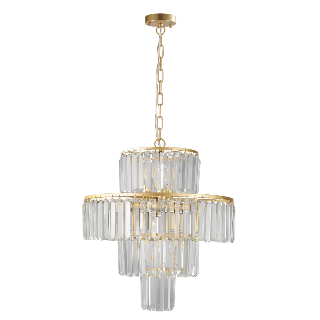 Modern Gold Crystal Tiered Chandelier Pendant Light
