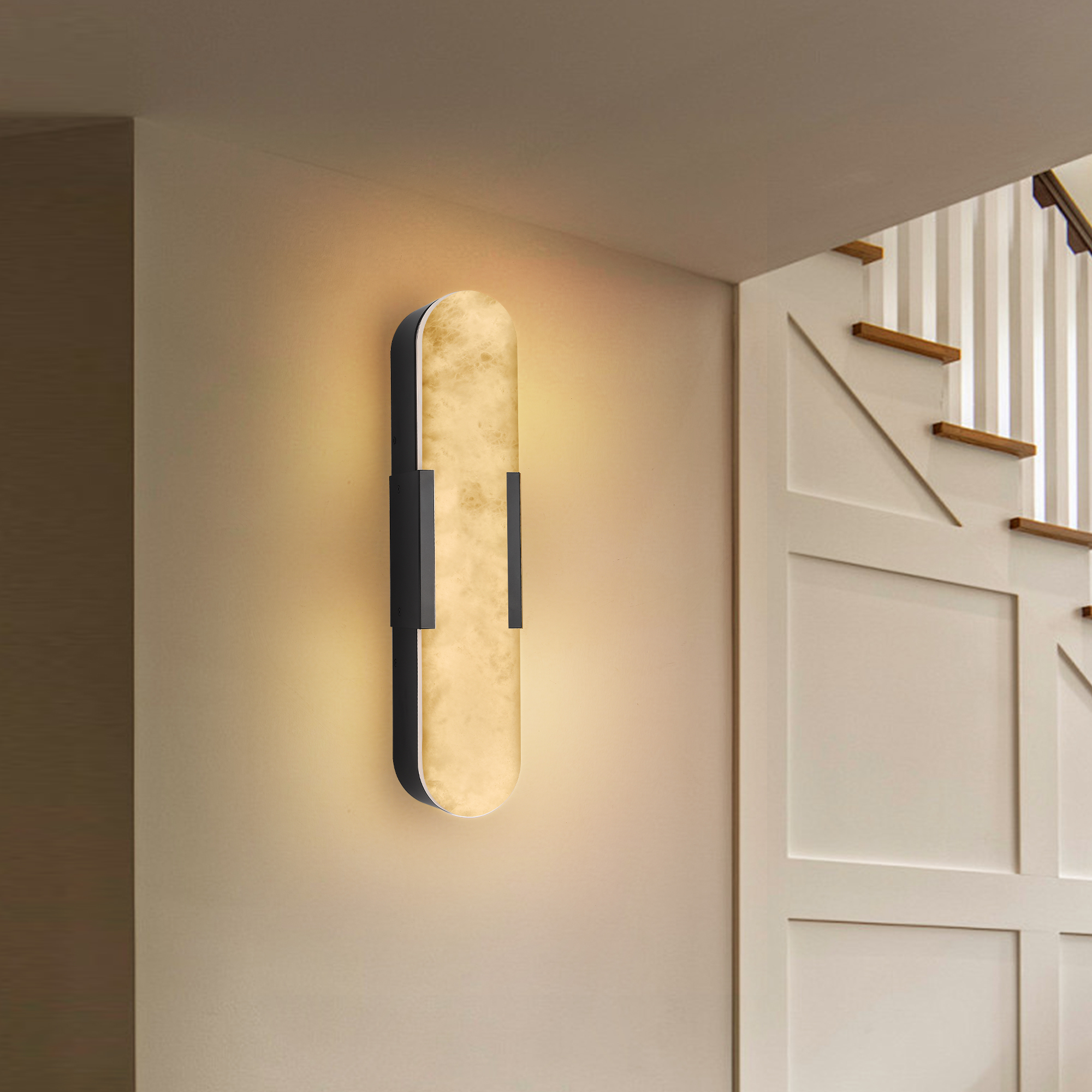 Modern Black Tall Marble Wall Light Double Head LED Wall Sconce for Bedroom Hallway - Image 4