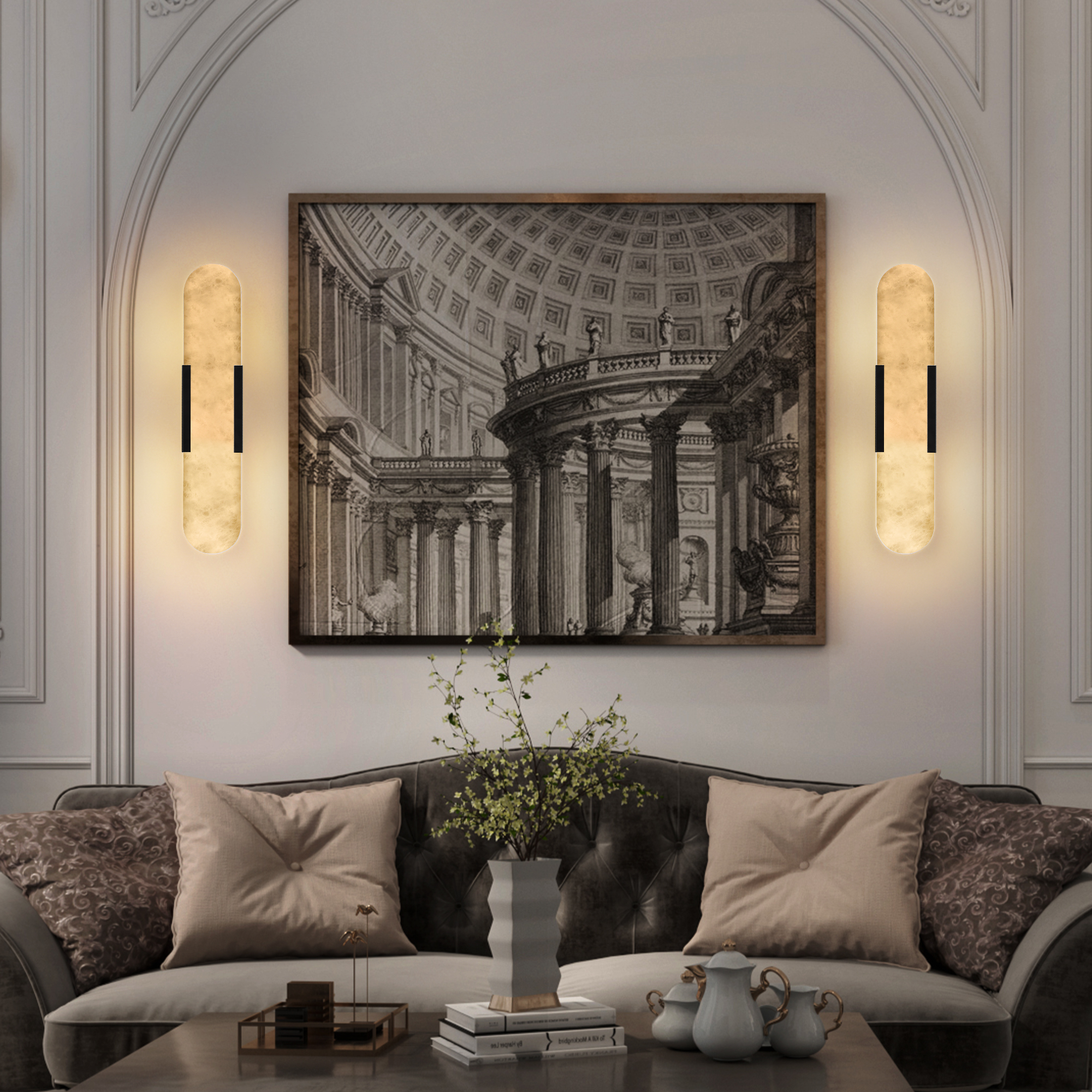 Modern Black Tall Marble Wall Light Double Head LED Wall Sconce for Bedroom Hallway - Image 5