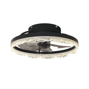 Modern 17 Inch Black Crystal LED Ceiling Fan Light with Remote Control