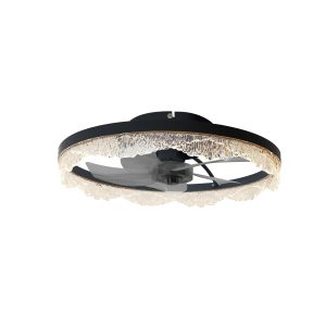 Modern 21 Inch Black Crystal LED Ceiling Fan Light with Remote Control