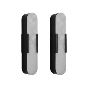Modern Black Tall Marble Double Wall Light