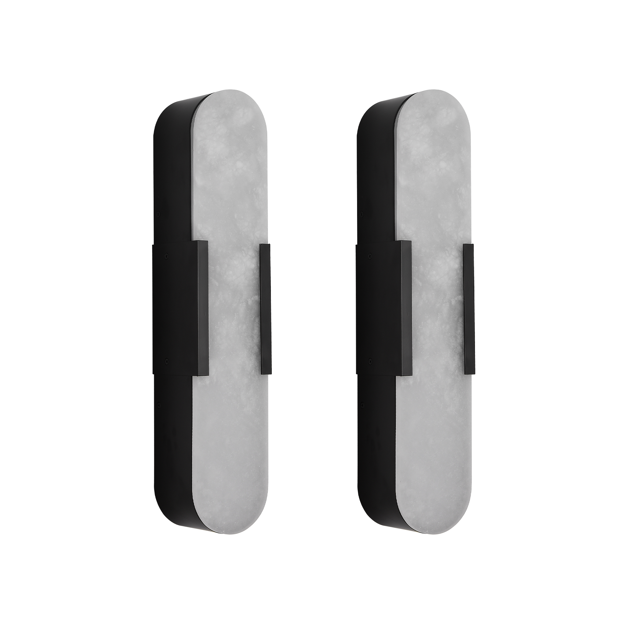 Modern Black Tall Marble Double Wall Light