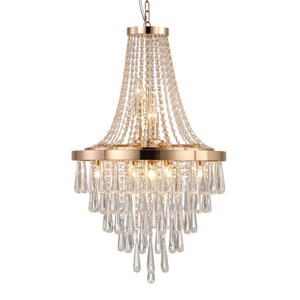 Modern Gold Waterfall Crystal Chandelier for Living Room