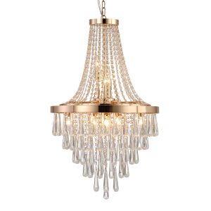 Modern Gold Waterfall Crystal Chandelier for Living Room