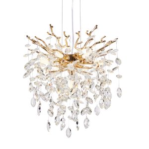 Modern gold 7-light crystal chandelier for dining room