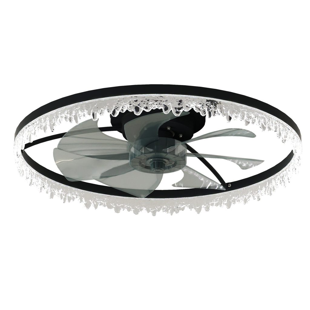 Modern Black Crystal LED Ceiling Fan Light with Remote Control
