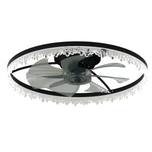 Modern Black Crystal LED Ceiling Fan Light with Remote Control