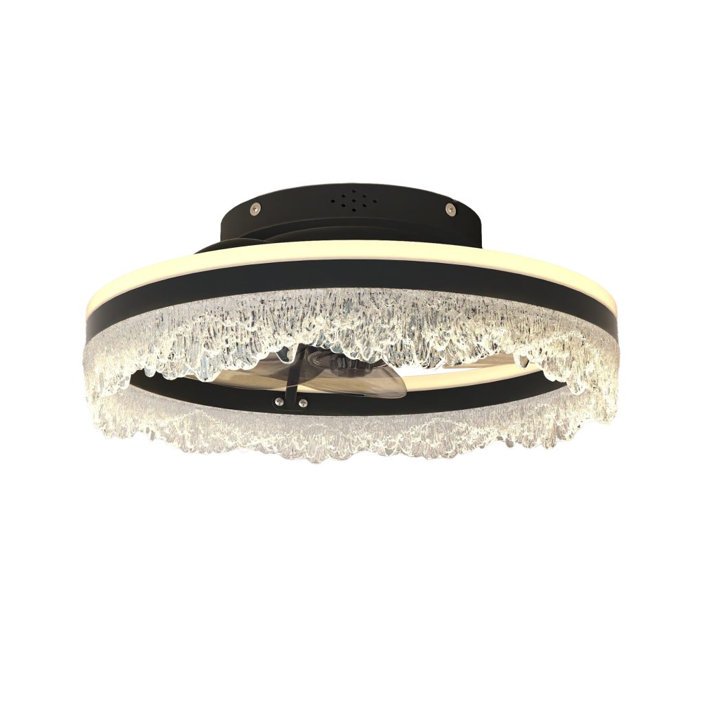 Modern Black Crystal LED Ceiling Fan Light with Remote Control