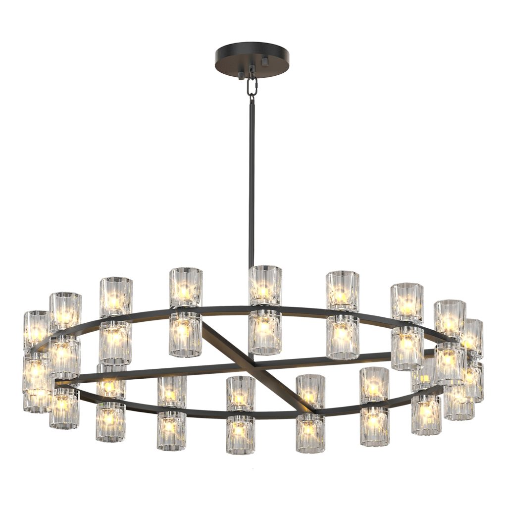 Modern Black Crystal Ring Chandelier 36-Light Luxury Ceiling Light